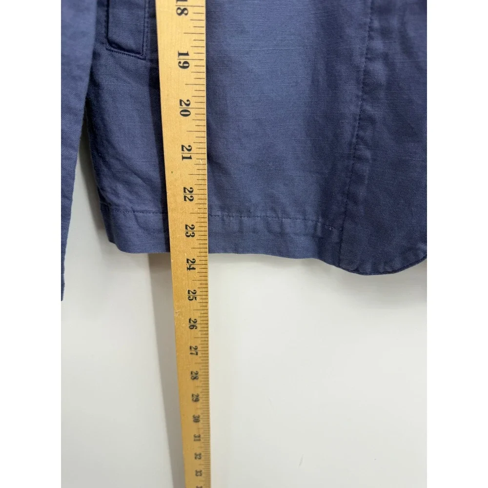 Muji Hemp Cotton Blend Chore Jacket Womens XS Blue Button Front Lightweight Coat